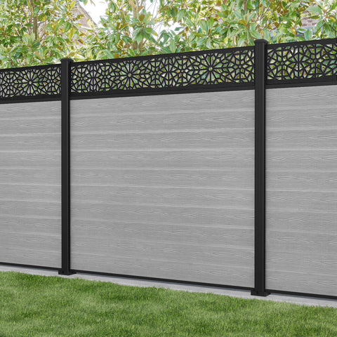 Classic Alnara Fence Panel - Light Grey - with our aluminium posts