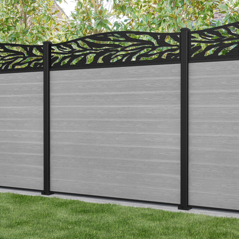 Classic Malawi Curved Top Fence Panel - Light Grey - with our aluminium posts