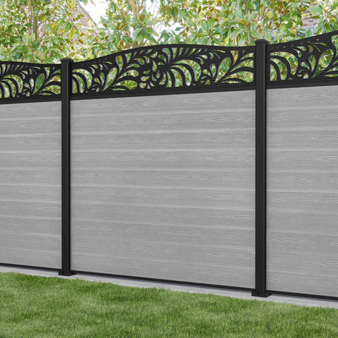 Classic Petal Curved Top Fence Panel - Light Grey - with our aluminium posts
