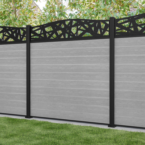 Classic Prism Curved Top Fence Panel - Light Grey - with our aluminium posts