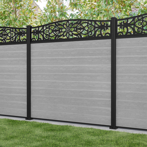 Classic Windsor Curved Top Fence Panel - Light Grey - with our aluminium posts
