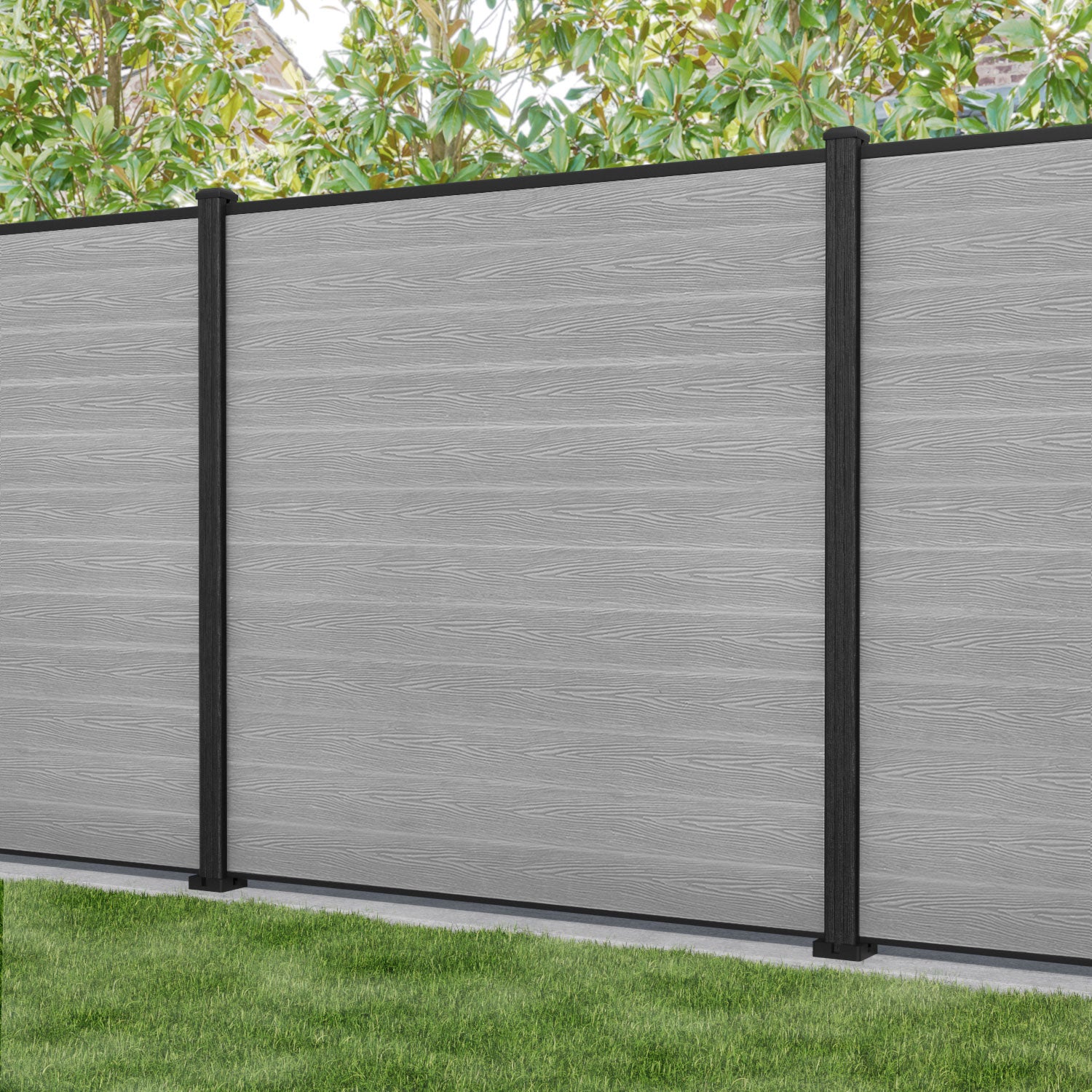 Classic Fence Panel - Light Grey - with our composite posts
