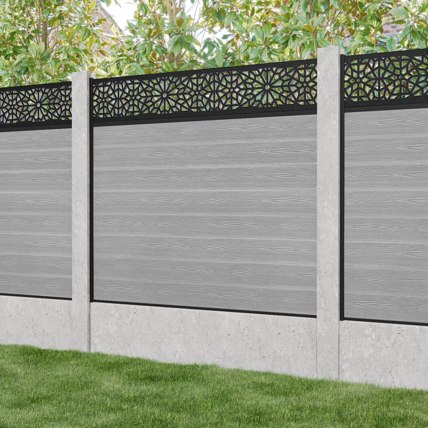 Classic Alnara Fence Panel - Light Grey - for existing concrete posts