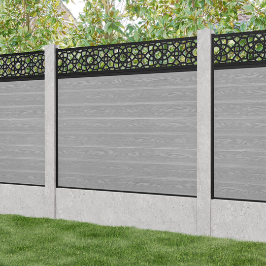 Classic Ambar Fence Panel - Light Grey - for existing concrete posts