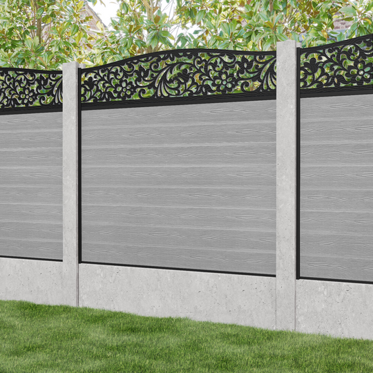 Classic Eden Curved Top Fence Panel - Light Grey - for existing concrete posts