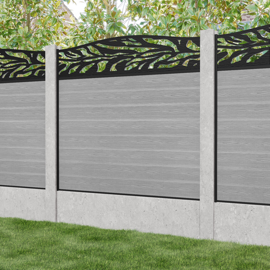 Classic Malawi Curved Top Fence Panel - Light Grey - for existing concrete posts