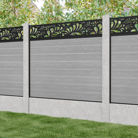 Classic Petal Fence Panel - Light Grey - for existing concrete posts