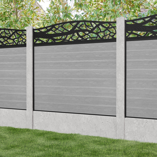 Classic Twilight Curved Top Fence Panel - Light Grey - for existing concrete posts