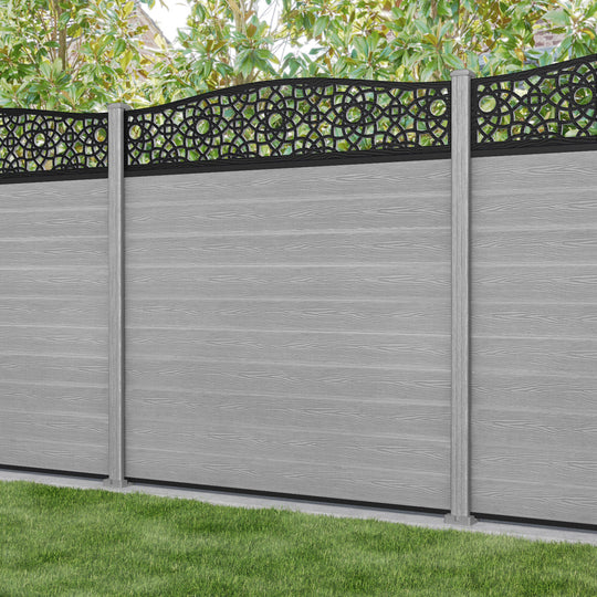 Classic Ambar Curved Top Fence Panel - Light Grey - with our composite posts