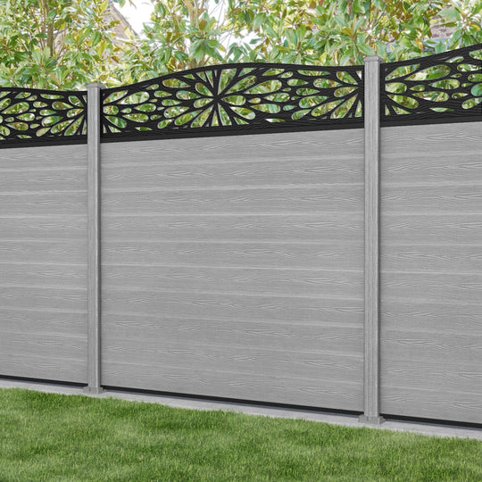Classic Blossom Curved Top Fence Panel - Light Grey - with our composite posts