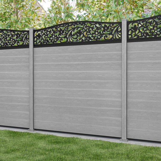 Classic Eden Curved Top Fence Panel - Light Grey - with our composite posts