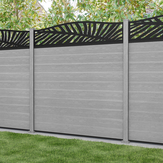 Classic Palm Curved Top Fence Panel - Light Grey - with our composite posts