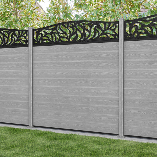 Classic Plume Curved Top Fence Panel - Light Grey - with our composite posts