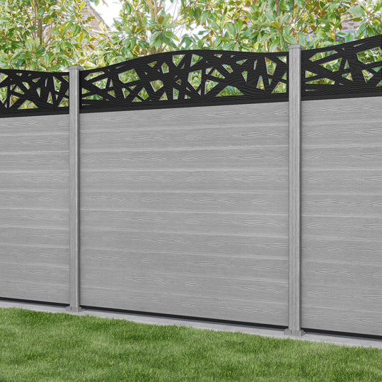 Classic Prism Curved Top Fence Panel - Light Grey - with our composite posts