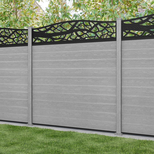 Classic Twilight Curved Top Fence Panel - Light Grey - with our composite posts