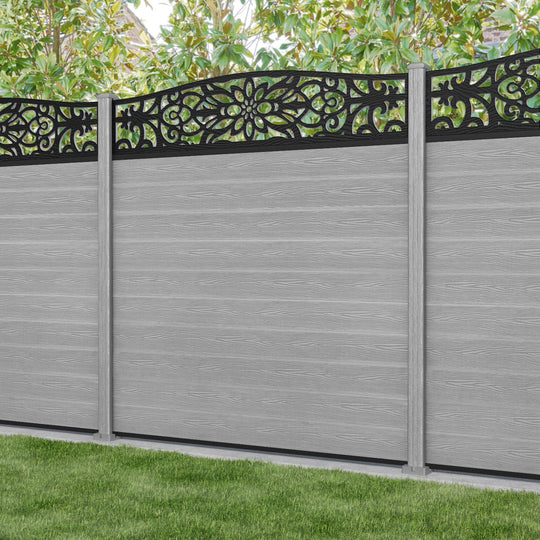 Classic Windsor Curved Top Fence Panel - Light Grey - with our composite posts