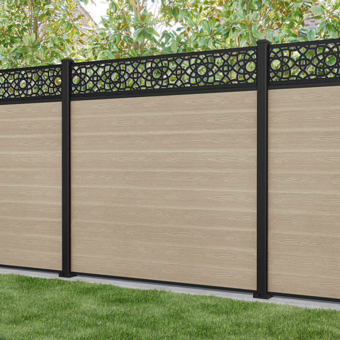 Classic Ambar Fence Panel - Light Oak - with our aluminium posts