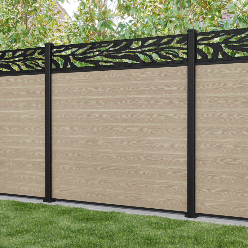 Classic Malawi Fence Panel - Light Oak - with our aluminium posts