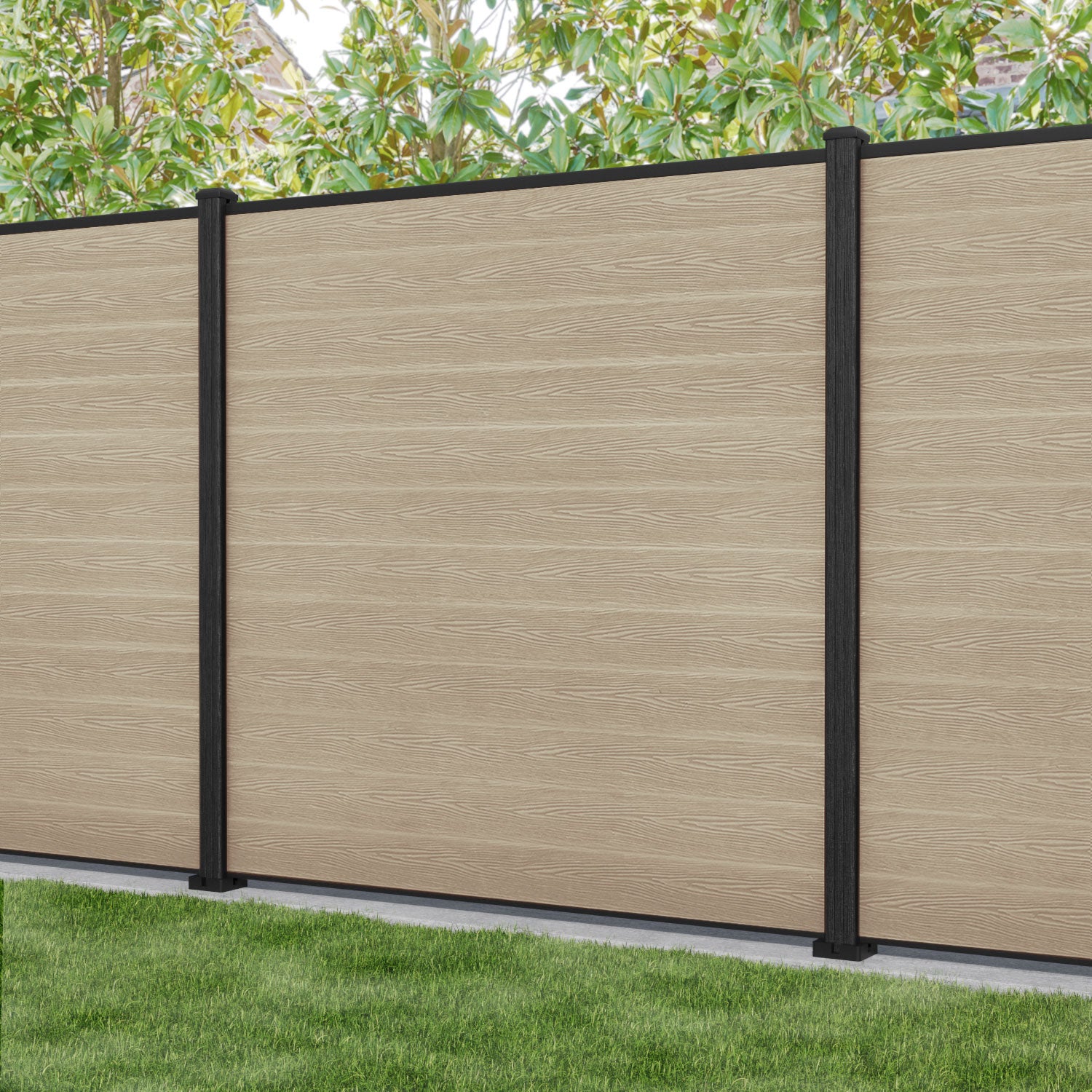 Classic Fence Panel - Light Oak - with our composite posts