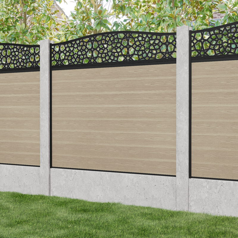 Classic Nazira Curved Top Fence Panel - Light Oak - for existing concrete posts