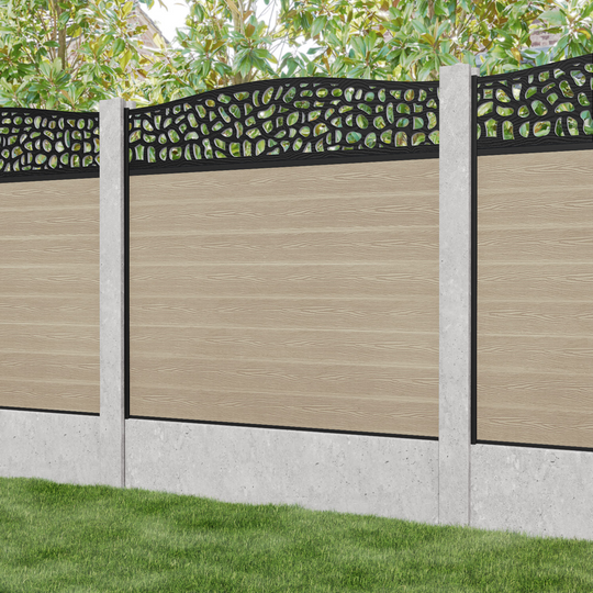 Classic Pebble Curved Top Fence Panel - Light Oak - for existing concrete posts