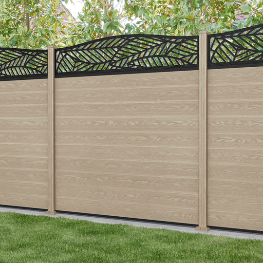 Classic Habitat Curved Top Fence Panel - Light Oak - with our composite posts