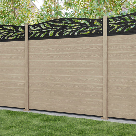 Classic Malawi Curved Top Fence Panel - Light Oak - with our composite posts