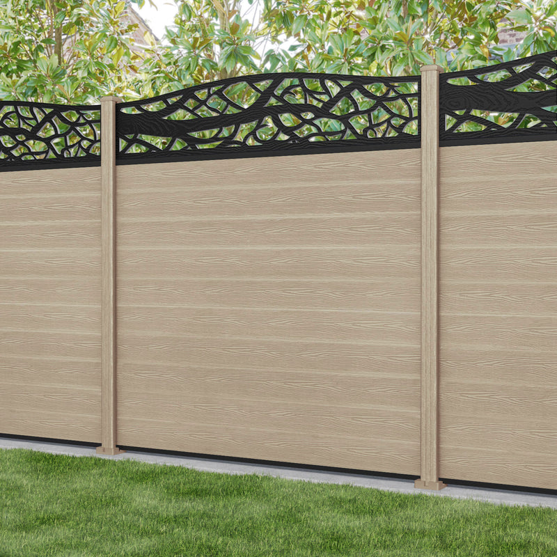 Classic Twilight Curved Top Fence Panel - Light Oak - with our composite posts