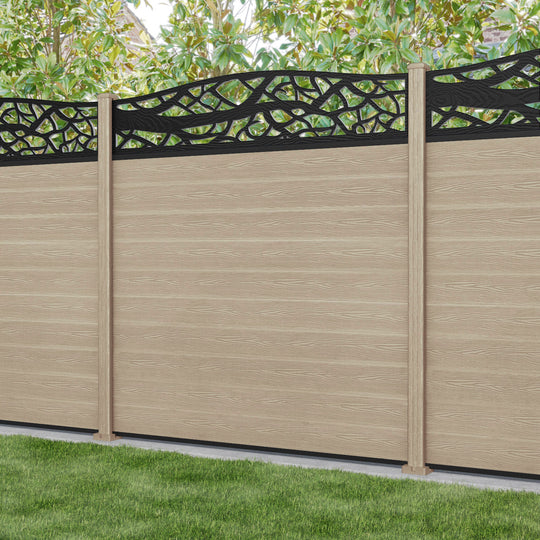 Classic Twilight Curved Top Fence Panel - Light Oak - with our composite posts