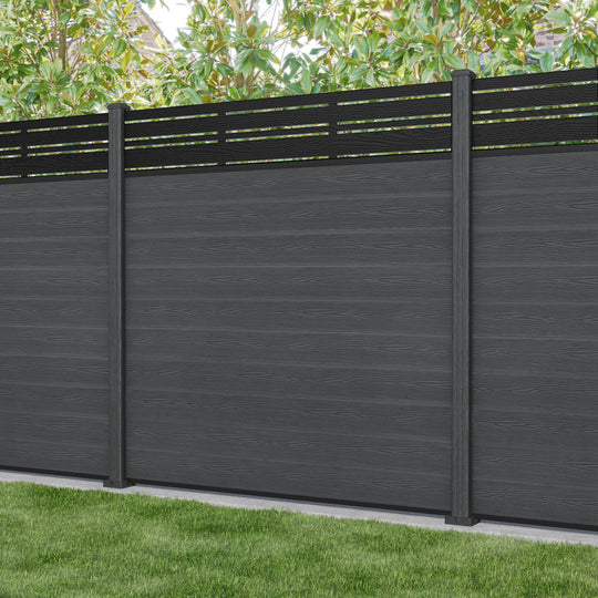 Classic Linea Fence Panel - Dark Grey - with our composite posts
