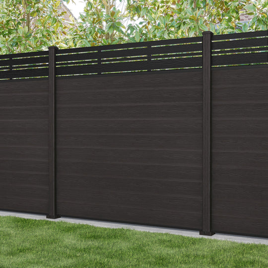 Classic Linea Fence Panel - Dark Oak - with our composite posts