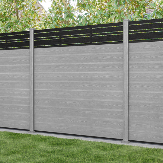 Classic Linea Fence Panel - Light Grey - with our composite posts