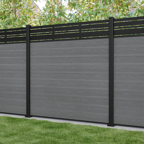 Classic Linea Fence Panel - Mid Grey - with our aluminium posts