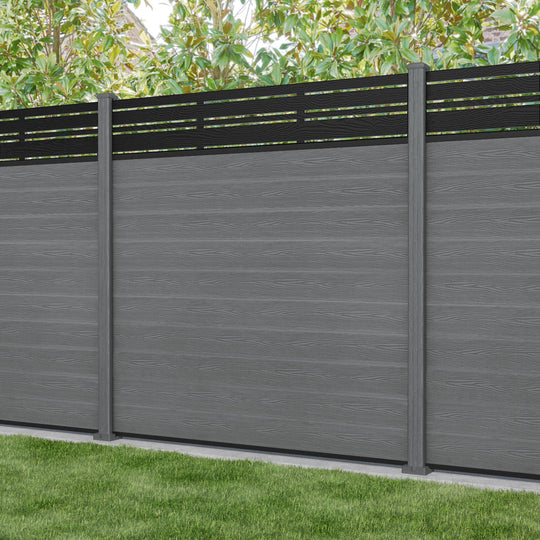 Classic Linea Fence Panel - Mid Grey - with our composite posts