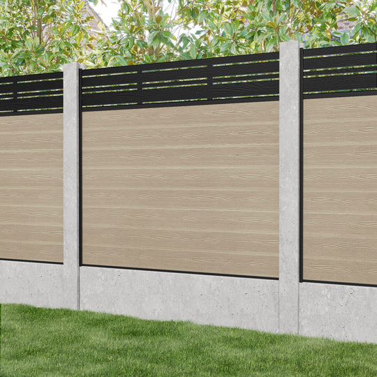 Classic Linea Fence Panel - Light Oak - for existing concrete posts