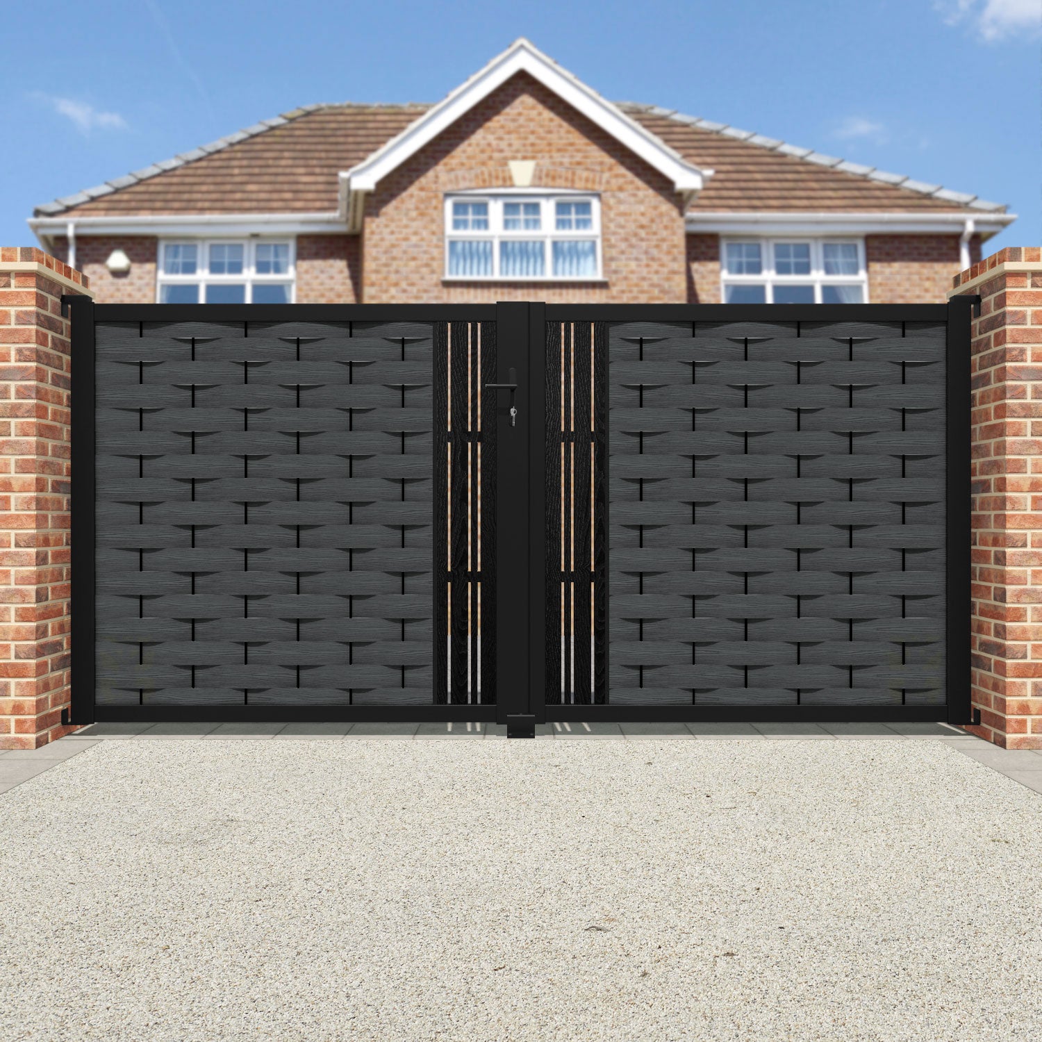 Ripple Linea Straight Top Driveway Gate - Dark Grey - Middle Screen