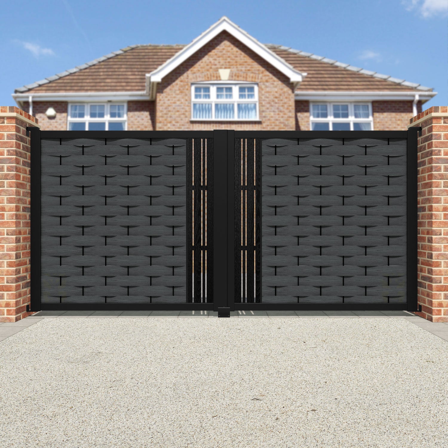Ripple Linea Straight Top Driveway Gate - Dark Grey - Middle Screen