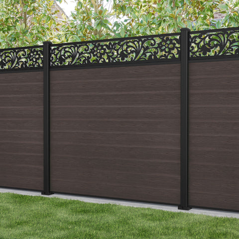 Classic Eden Fence Panel - Mid Brown - with our aluminium posts