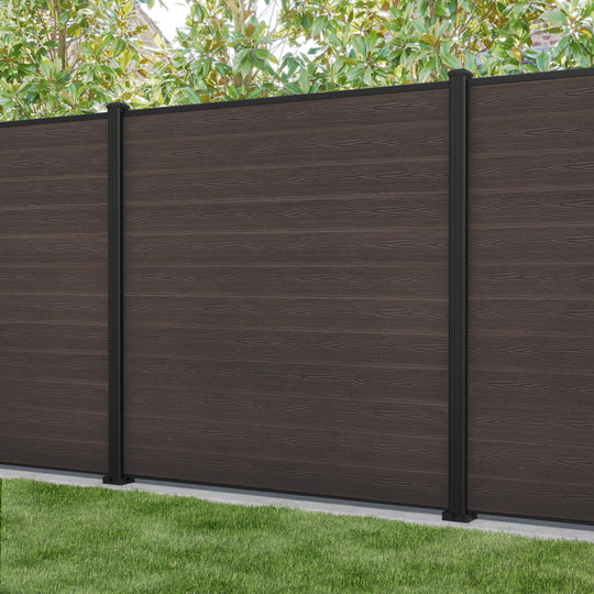 Classic Fence Panel - Mid Brown - with our aluminium posts