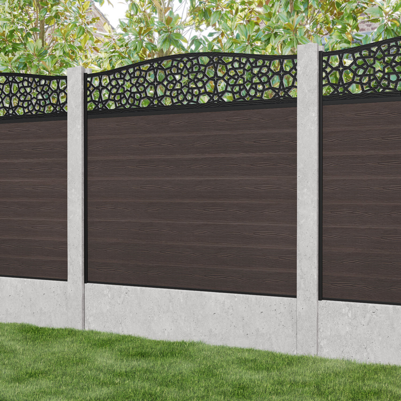 Classic Nazira Curved Top Fence Panel - Mid Brown - for existing concrete posts