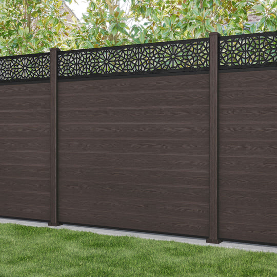 Classic Alnara Fence Panel - Mid Brown - with our composite posts