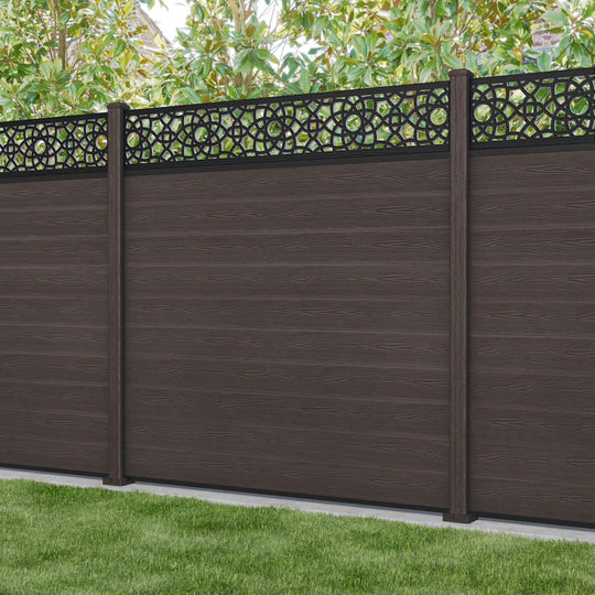 Classic Ambar Fence Panel - Mid Brown - with our composite posts