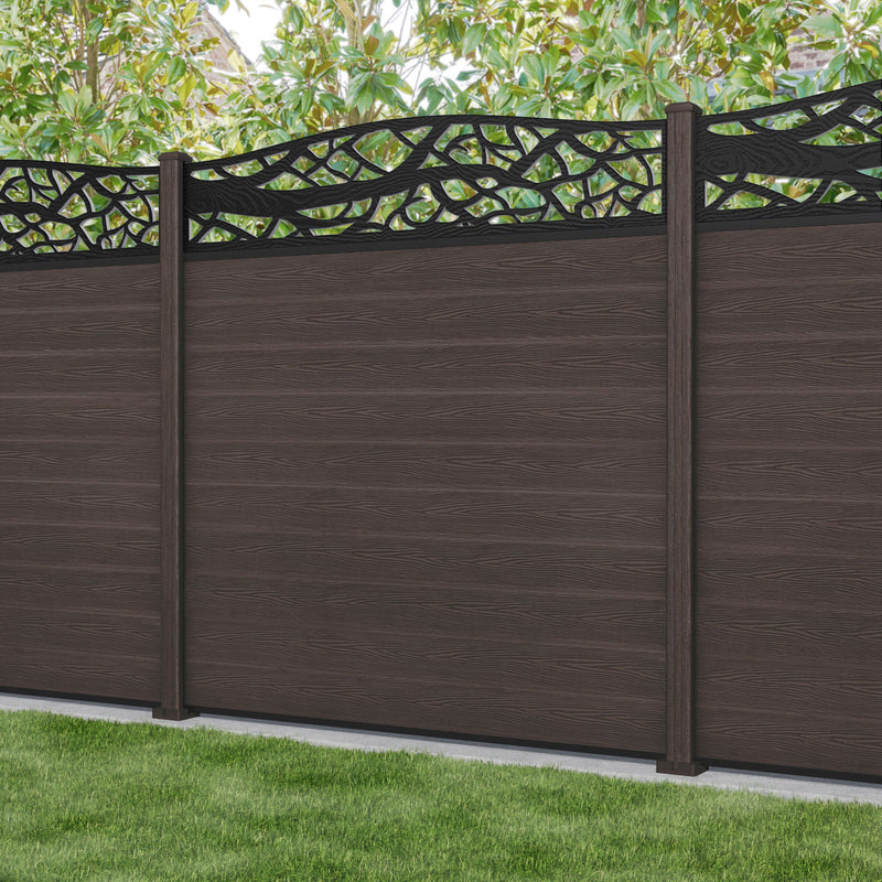 Classic Twilight Curved Top Fence Panel - Mid Brown - with our composite posts