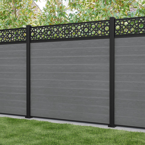 Classic Ambar Fence Panel - Mid Grey - with our aluminium posts