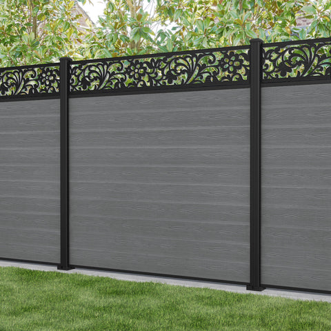 Classic Eden Fence Panel - Mid Grey - with our aluminium posts