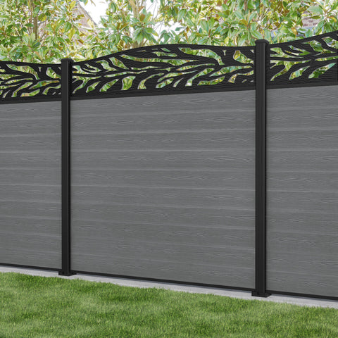 Classic Malawi Curved Top Fence Panel - Mid Grey - with our aluminium posts