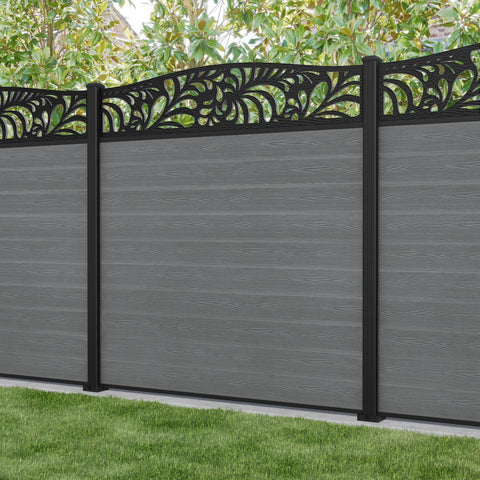 Classic Petal Curved Top Fence Panel - Mid Grey - with our aluminium posts
