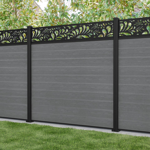 Classic Petal Fence Panel - Mid Grey - with our aluminium posts