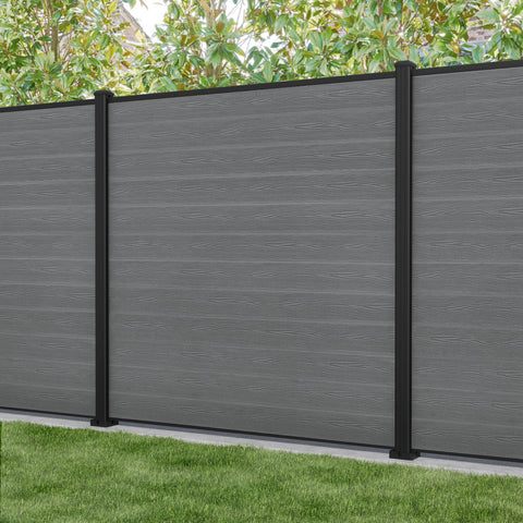 Classic Fence Panel - Mid Grey - with our aluminium posts
