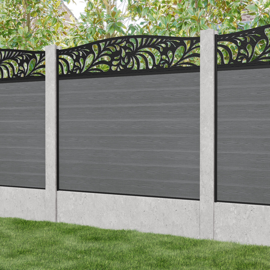 Classic Petal Curved Top Fence Panel - Mid Grey - for existing concrete posts